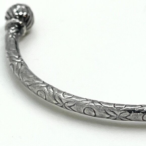 STERLING SILVER CUFF Bracelet Engraved Floral Open Bangle Artisan Torque AJ 925 - Picture 12 of 15